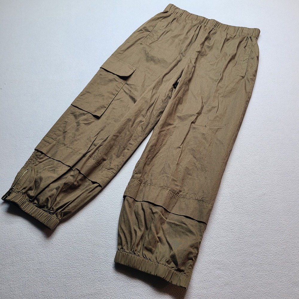 Tibi Cargo Pants Womens M Olive Green Excellent Elastic Waist Cotton Jogger
